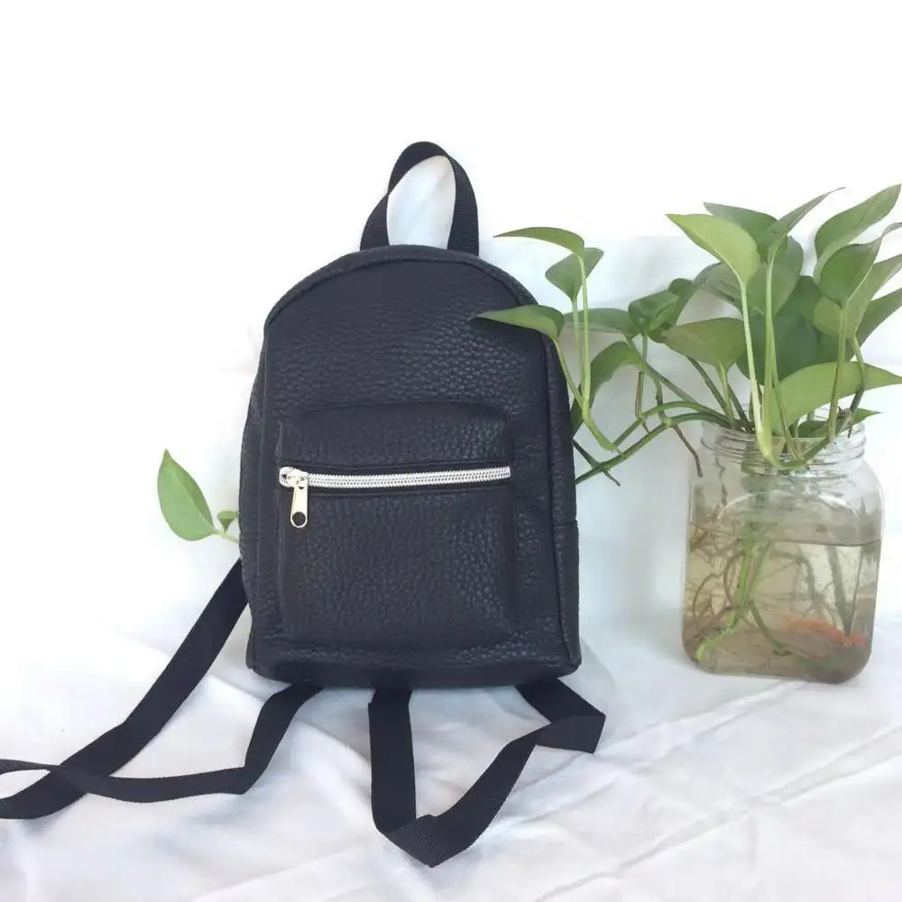 Custom logo China waterproof Stylish Girls women mini Backpack bag 9.5in Small Size Black Mini PU Leather Backpack