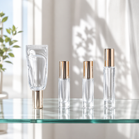 Atomizador de Perfume Transparente de 10 ml, Envase Vacío, Redondo y Alto, con Tapas de Spray en Negro, Plata y Dorado, Botellas de Perfume de Vidrio con Pulverizador de Niebla Fina