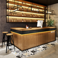 Comptoir de bar moderne de luxe avec éclairage LED, en MDF, pour hôtel et restaurant, comptoir d'accueil
