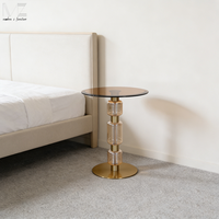 Table basse ronde minimaliste moderne OEM en gros, table d'appoint personnalisée avec cadre en verre pour salon et appartement