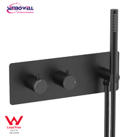 Robinet en acier inoxydable 304 Finition noir mat Système de douche mural Ensemble de douche encastré Robinet de baignoire et de douche avec plaque arrière