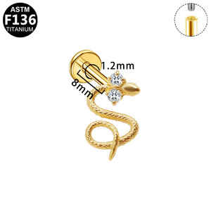 <b>Titanium</b> Beauty Cross Rose Snake Ear <b>Stud</b> Fashionable Cartilage Jewelry ASTM F136 <b>Titanium</b> Alloy Earring Piercing Jewelry - Product Image 3