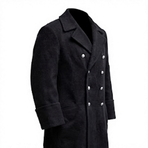 Men's Double Breasted Long Trench Coat <b>Woolen</b> Outerwear With Collar Button Closure Business Casual - Product Image 1