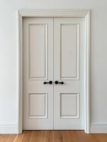 BOCHARM Porte double classique crème à 10 panneaux en bois massif avec poignée argentée polie, pour salle à manger formelle de villa, taille personnalisée