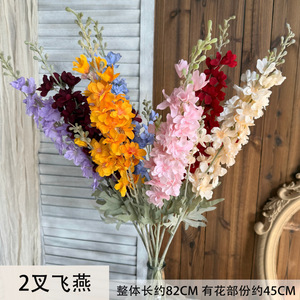 ดอกไม้ประดิษฐ์ Jinxi Larkspur สีแดง ผ้าไหม สำหรับตกแต่งงานแต่งงานและบ้าน - Product Image 5