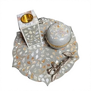 Juego de Incensario Artístico de Lujo con Incrustaciones de Perlas, Hecho a Mano con Conchas de Madreperla, Incienso de Sándalo Indio Religioso, Ramadán, Eid - Product Image 1