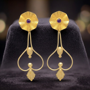 Boucles d'oreilles pendantes en laiton plaqué or, faites à la main, ethniques, bohèmes, tendance, tribales, pour mariage et fiançailles, Jaipur - Product Image 3