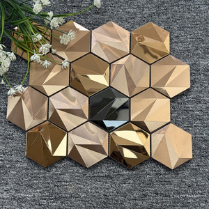 Gạch kính khảm kim loại hình lục giác 3D nổi, cạnh vát, dùng trang trí tường nền nội thất KTV, có khả năng thiết kế đồ họa - Product Image 4