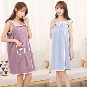 Custom logo Bathroom Microfiber Wearable Sexy Women SPA <b>Shower</b> Bath Dress Body Wrap Bathrobe Beautiful Ladies <b>Towel</b> - Product Image 1