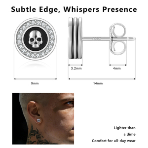 Pendientes hipoalergénicos con forma de calavera para orejas sensibles, plata 925, esmalte negro, circonita cúbica transparente 5A, sin níquel, ajuste cómodo. - Product Image 6