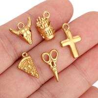 Pendentifs en acier inoxydable moulé pour chien, cœur de fille, tête de bœuf, pizza, frites, breloques pour la fabrication de bijoux artisanaux