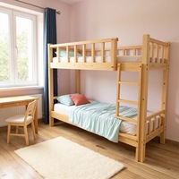 Lit superposé moderne minimaliste en bois massif, lit parent-enfant en pin à deux niveaux, tout en bois massif, chambre adulte