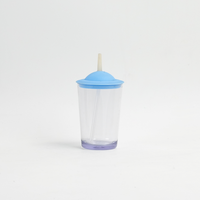 Gobelet compact portable pour enfants en plastique minimaliste de qualité alimentaire sans BPA résistant aux hautes températures 250ML avec paille