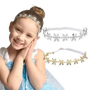 Diadema elástica ajustable para bebé con diseño de copo de nieve hueco y luna llena, de aleación con pedrería, estilo navideño europeo-americano, YUSE - Product Image 1