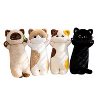 Peluche chat longue et réconfortante, coussin chaton en peluche, compagnon de lit, rembourrage en coton PP, cadeau en plastique pour enfants et filles de 14 ans et plus
