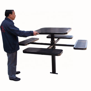 आउटडोर वाणिज्यिक आधुनिक दौर धातु उच्च पेस्टल पिकनिक टेबल प्लेग्राउंड पैटियो सर्कल स्टील डाइनिंग टेबल - Product Image 3