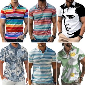 Оптовая продажа, мужская повседневная футболка-поло с коротким рукавом, футболка-поло с принтом, 100% хлопковая рубашка-поло, случайный заказ - Product Image 3