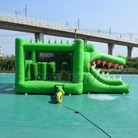 Château gonflable commercial en forme de crocodile avec toboggan, château gonflable pour enfants avec parcours d'obstacles pour location événementielle