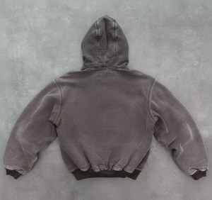Fabricants de vêtements personnalisés, veste épaisse en coton lourd, vintage, lavage à la pierre, impression sur écran, lavage à l'acide, sweat à capuche zippé pour hommes - Product Image 2
