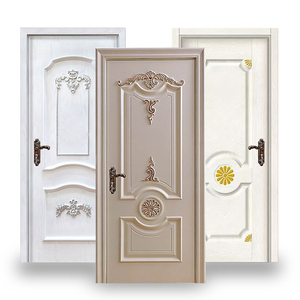 Puertas de Madera Maciza Compuesta Precolgadas para Dormitorio Moderno, Diseño de <span class=keywords><strong>Puerta</strong></span> de Madera de <span class=keywords><strong>Cedro</strong></span> Tallada para Interiores de Casa u Hotel - Product Image 1