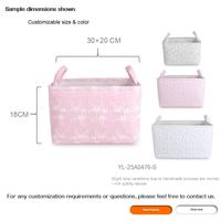Panier de rangement pliable en coton et lin brodé de fleurs 3D, écologique, avec poignées, empilable, organisateur de vêtements pour chambre d'enfant