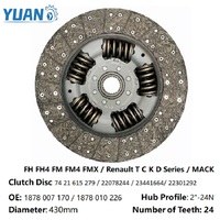 Disque d'embrayage robuste pour camion 1878 010 226 1878010226 430mm 24T compatible avec les pièces Volvo Renault 22078244 23441664