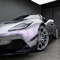 Film de protection de carrosserie automobile en vinyle PET auto-cicatrisant, couleur métallique liquide argenté violet, haute qualité, changeant de couleur, résistant aux rayures