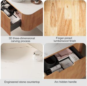 Ensemble de meubles de salle de bain modernes en bois massif style ferme, étanches, avec lavabo en céramique mural en cuivre, miroir et robinet, modèle 2026 Juerte OEM - Product Image 4