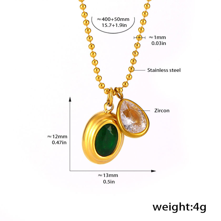 Two Pendants - Gold/Green/Crystal