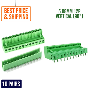 2EDG5.08-12P Pluggable Terminal <b>Block</b> 12-Pin 5.08mm Pitch Screw <b>Mount</b> Straight Pin Header Socket for PCB - Product Image 2