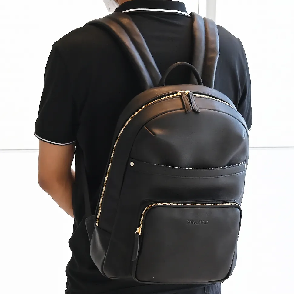 Factory Black Travel Backpack Wholesale Vegan Leather School Mochilas Laptop Backpacks Bag For Teenager