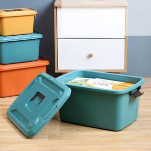 Large Thick Yellow-Orange-Blue <b>Storage</b> <b>Box</b> with Lid, Dustproof, Home Dormitory Use for Books Toys and Clothes - Product Image 2