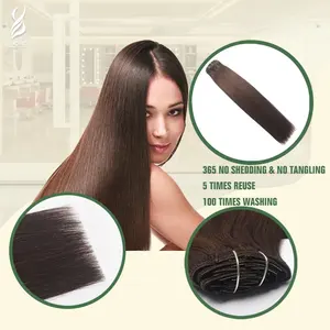 YADING #2 Dunkelbraun 22 Zoll Nagel haut ausgerichtet Blond Natural Raw Human Remy Virgin Clip in Haar verlängerungen für Anbieter