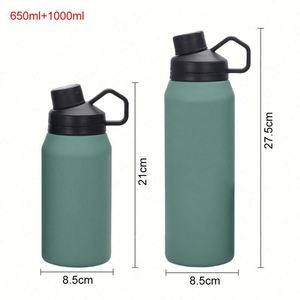 Thermos personnalisé avec logo, bouteille d'eau isolée sous vide en acier inoxydable 18/8, 650 ml, 1000 ml, avec poignée, revêtement en poudre - Product Image 2