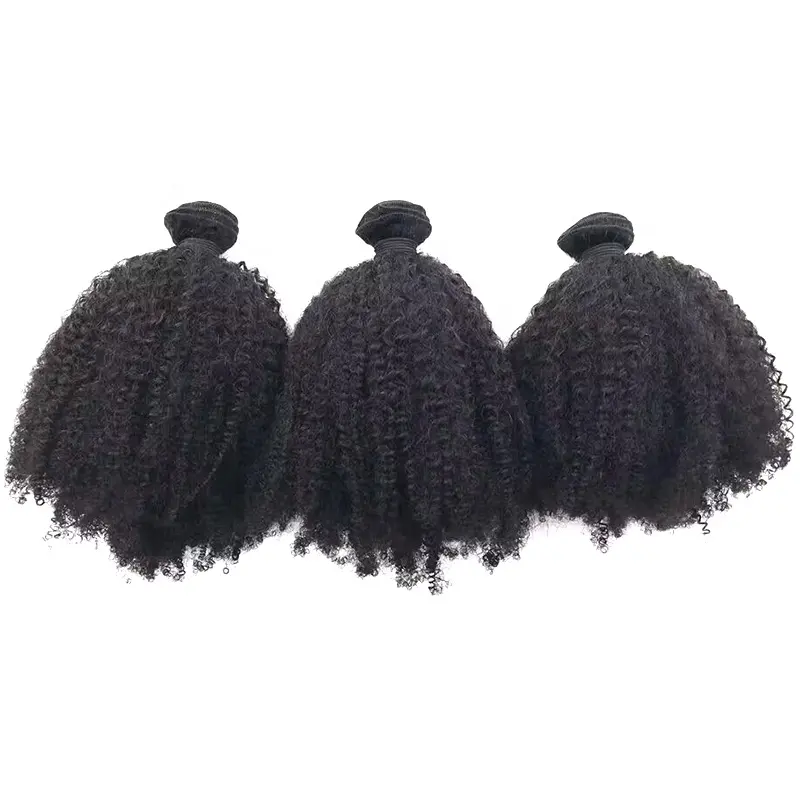 11A Afro crépus bouclés faisceaux de tissage de cheveux humains pas cher 4a 4b 4c trames de cheveux brésiliens noirs naturels 100% tissages de cheveux mongols