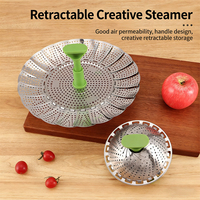 Panier vapeur multifonctionnel extensible en acier inoxydable, anti-brûlure, pliable, pour fruits, pour la cuisine