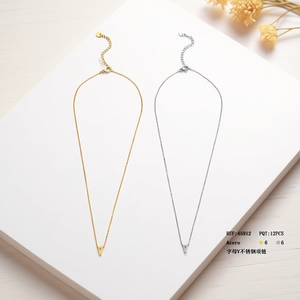 Collar con Colgante de Letra V de Acero, 20 Pulgadas, Chapado en Oro, Estilo Clásico Unisex para Uso Diario - Product Image 5