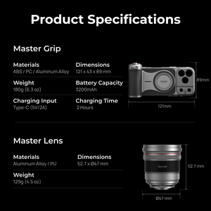 TELESIN Master Portre Fotoğrafçılığı Kiti, 17/18 Pro/Max 200mm Telefoto Lens Kamera Tutucu Manyetik Kablosuz Şarj - Product Image 2