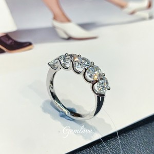 PT950 Platine Bague Femme 5x0.49CT Triangle Cut Lab Diamonds 4.539g Bold Minimalist Jewelry, Custom Design - Product Image 5