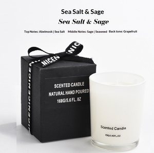 Vela aromática en frasco de vidrio blanco y negro, hecha a mano con cera de soja, sin humo, para decoración del hogar. - Product Image 6
