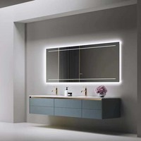 Grand miroir rectangulaire mural en aluminium et verre, écologique, pour salon intérieur, avec étagère de présentation, design Art Déco