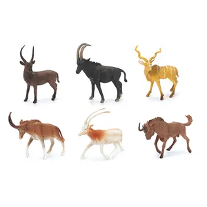 Conjunto de brinquedos de animais selvagem, 5 polegadas, pvc, estático, 6 peças, modelo de cabra de plástico para a coleção de crianças