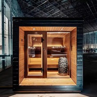 Ruang Sauna Terapi Spa Rumah Klasik Kayu Solid Custom Inframerah Jauh Cedar Merah Barat Mewah untuk Relaksasi