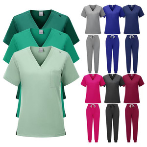 Unisex Medical <b>Scrub</b> Set Moisture Wicking Knitted Split Uniforms For Veterinary Dentist Nurse Workwear S XXL - Product Image 1