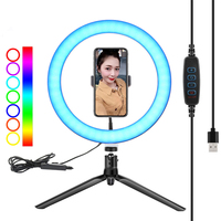 Anneau lumineux LED RGB photographique de 10, 12 et 14 pouces, température de couleur réglable, lumière d'appoint pour selfie, idéal pour TikTok et le streaming en direct