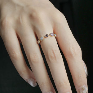 Bague en argent sterling 925 plaqué or cristal de sucre Zircon pierres précieuses Labradorite multicolore pierre de lune améthyste topaze - Product Image 2