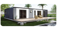 Maisons mobiles préfabriquées pliables et extensibles de 40 pieds, maisons modulaires en acier léger, écologiques, avec chambre et salle de bain