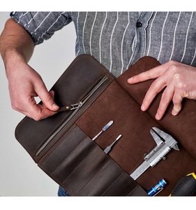 กระเป๋าม้วนเครื่องมือพับได้ทำจากหนังขนาดกะทัดรัดสำหรับใช้ในการประชุมเชิงปฏิบัติการการเดินทางไขควงเครื่องมืออื่นๆมีคุณสมบัติในการป้องกัน - Product Image 3