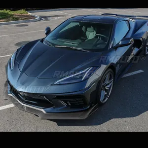 ลิ้นกันชนหน้ารถยนต์สำหรับ Chevy Corvette C8 ปี 2020-2022 ดิฟฟิวเซอร์ สปอยเลอร์ สปลิตเตอร์ ป้องกันรอยขีดข่วน ลายคาร์บอนไฟเบอร์ สีดำด้าน ปี 2021 - Product Image 2