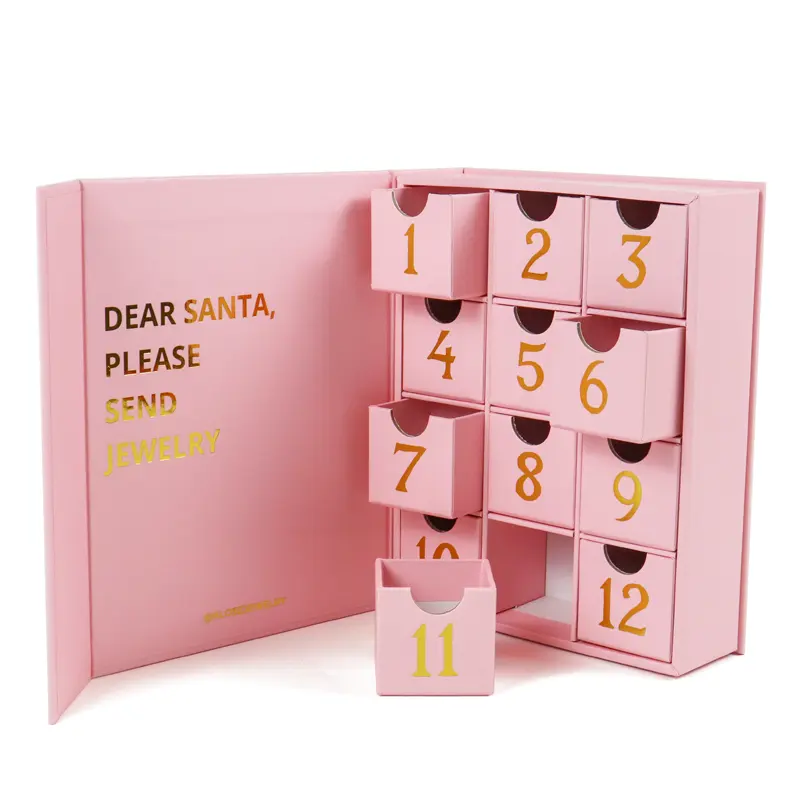 Cassetto cosmetico per imballaggio colorato cieco scatola di cartone Caja De cartone cioccolato Ramadan avvento calendario scatole di carta